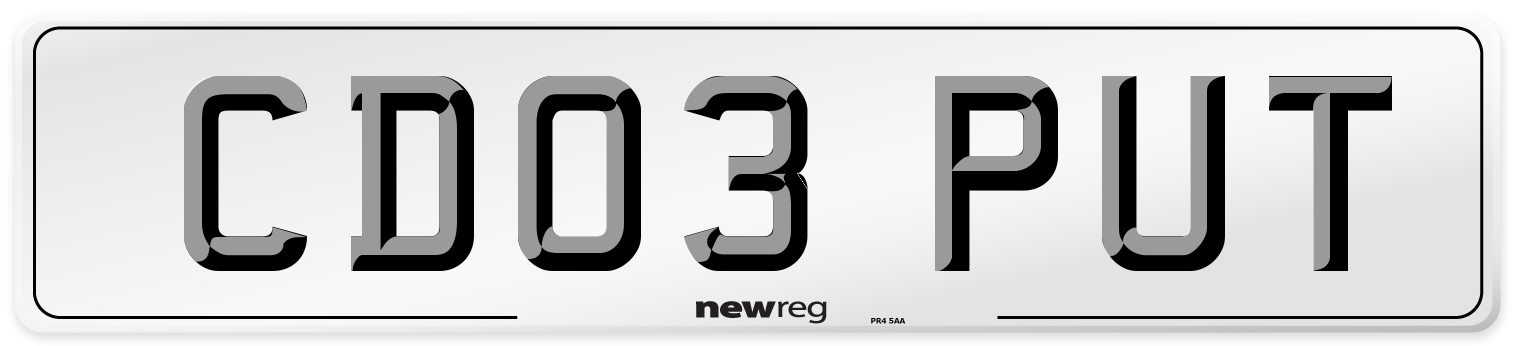 CD03 PUT Number Plate from New Reg